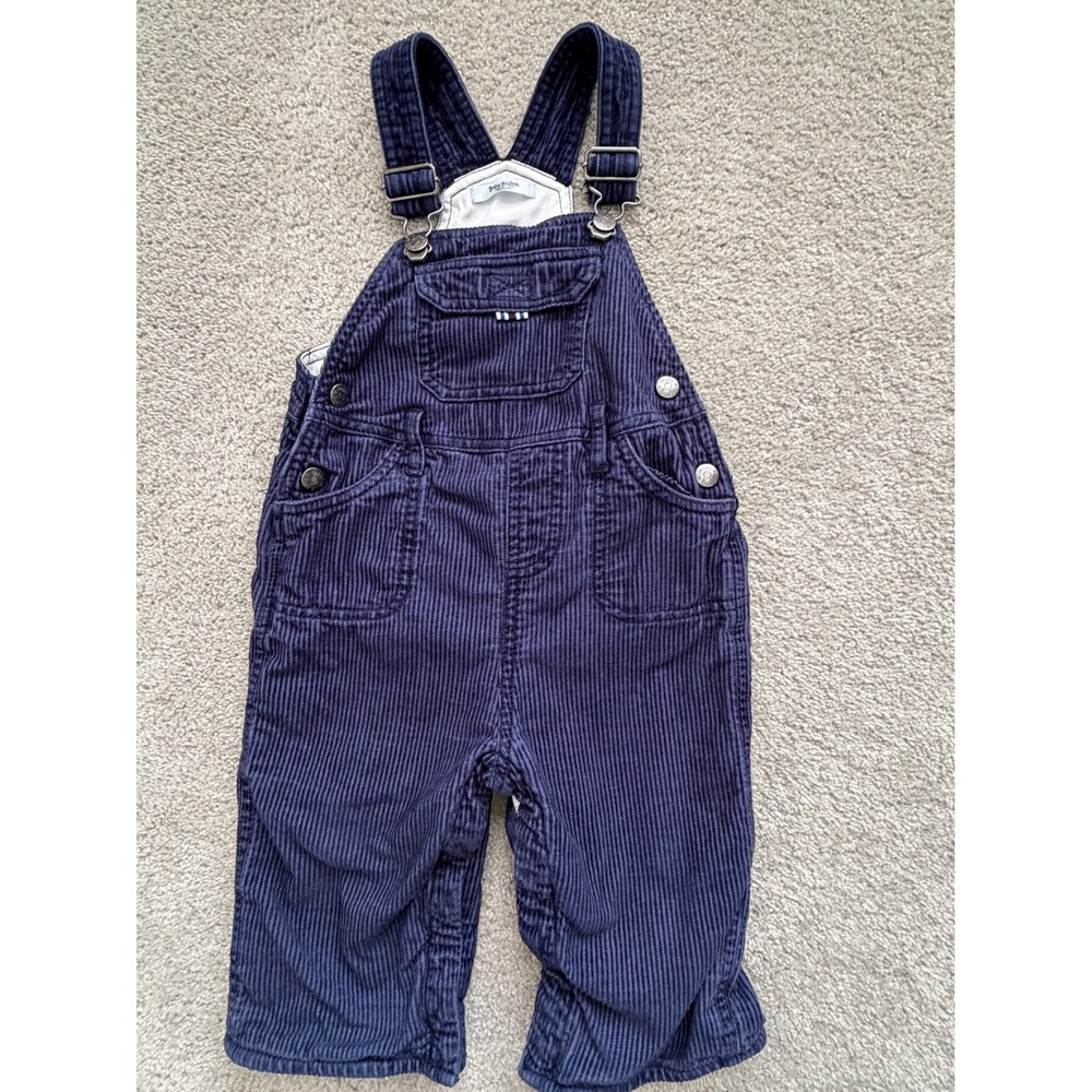 Baby Boden Kids Navy Blue Corduroy Overalls Striped Lining Dungarees 18/24 mo